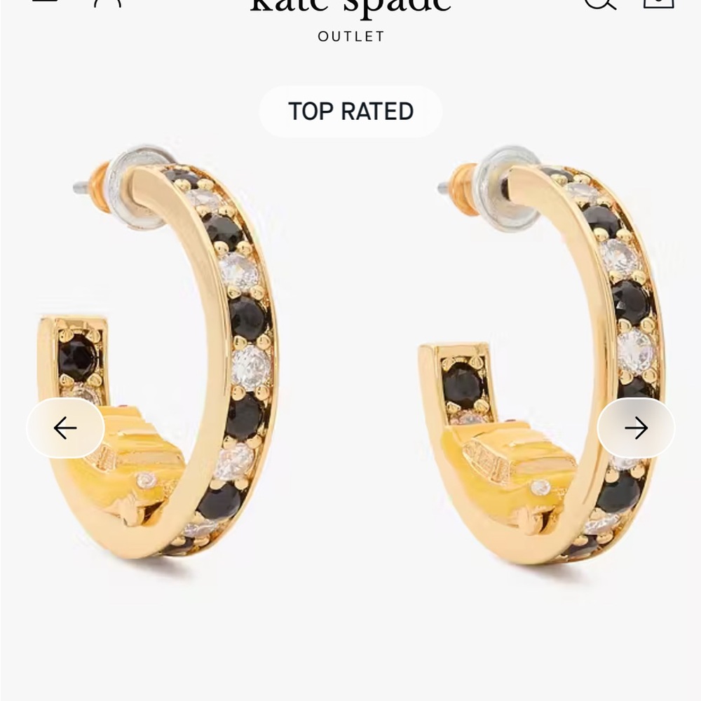 kate spade Gold Hoop Earrings with Black and White Stones